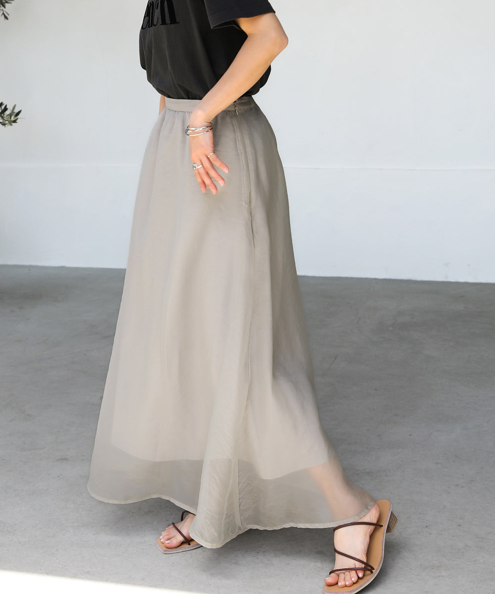 SHEER LAYERED FLARED SKIRT