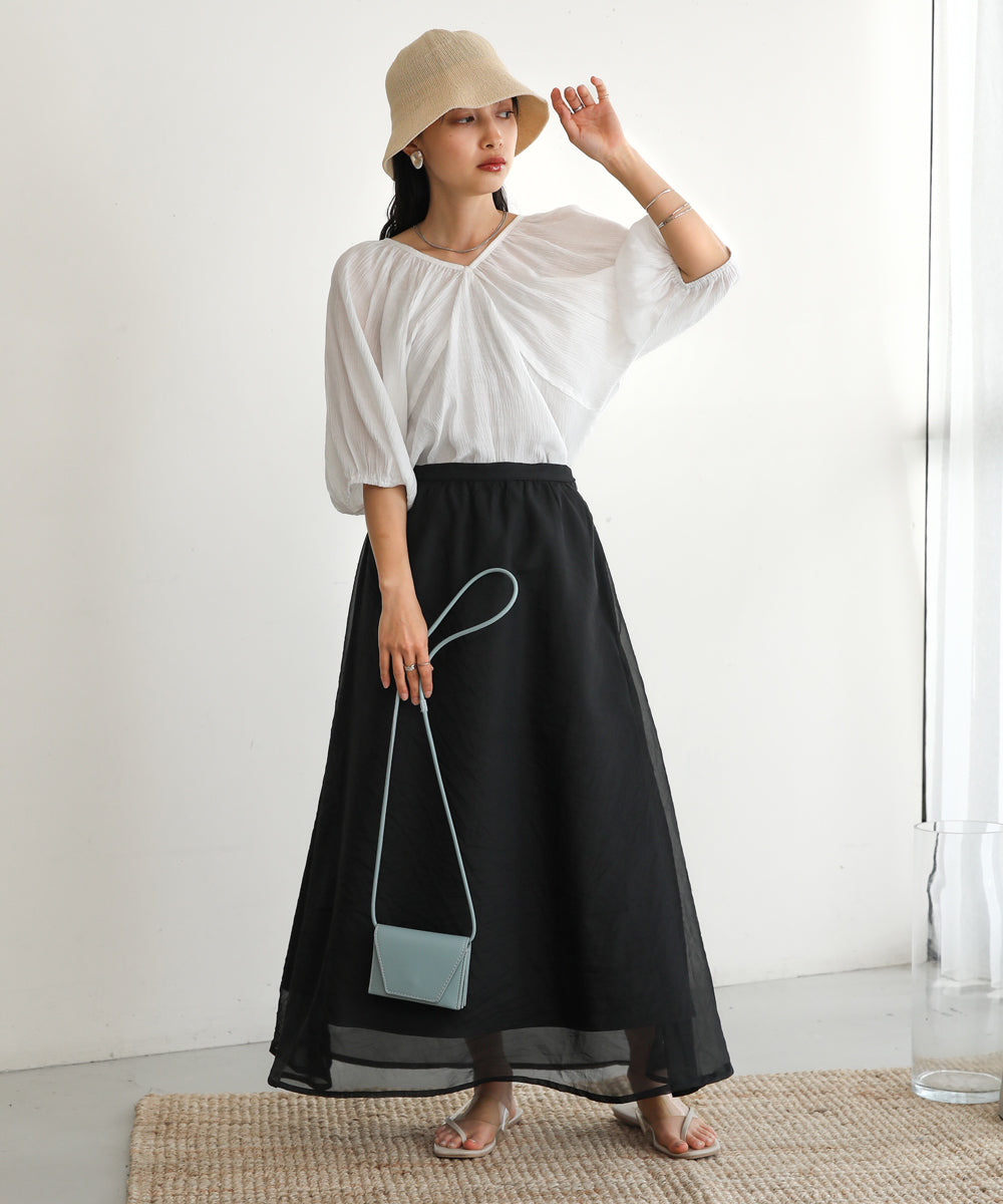 SHEER LAYERED FLARED SKIRT