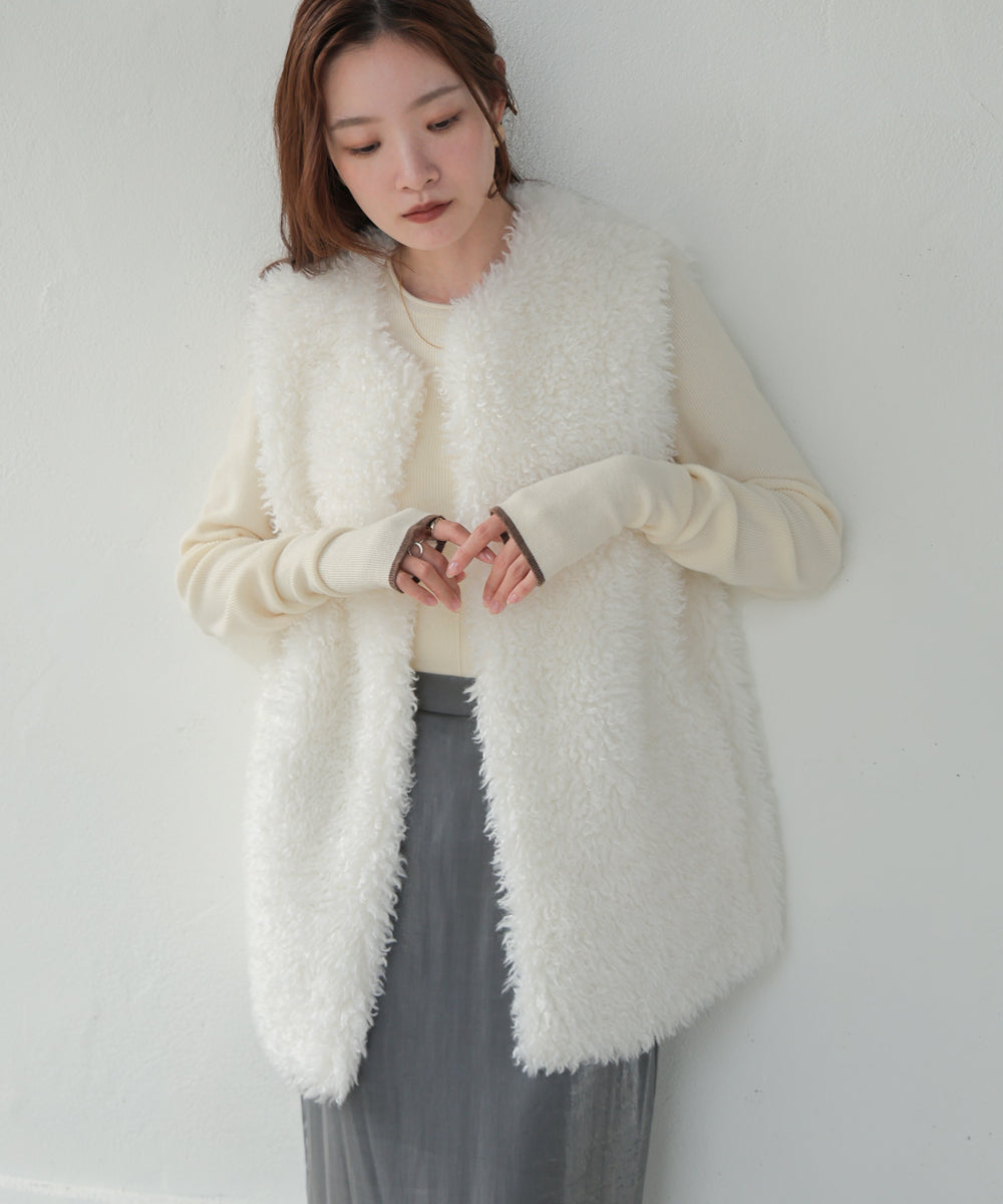 LONG POODLE ECO FUR VEST
