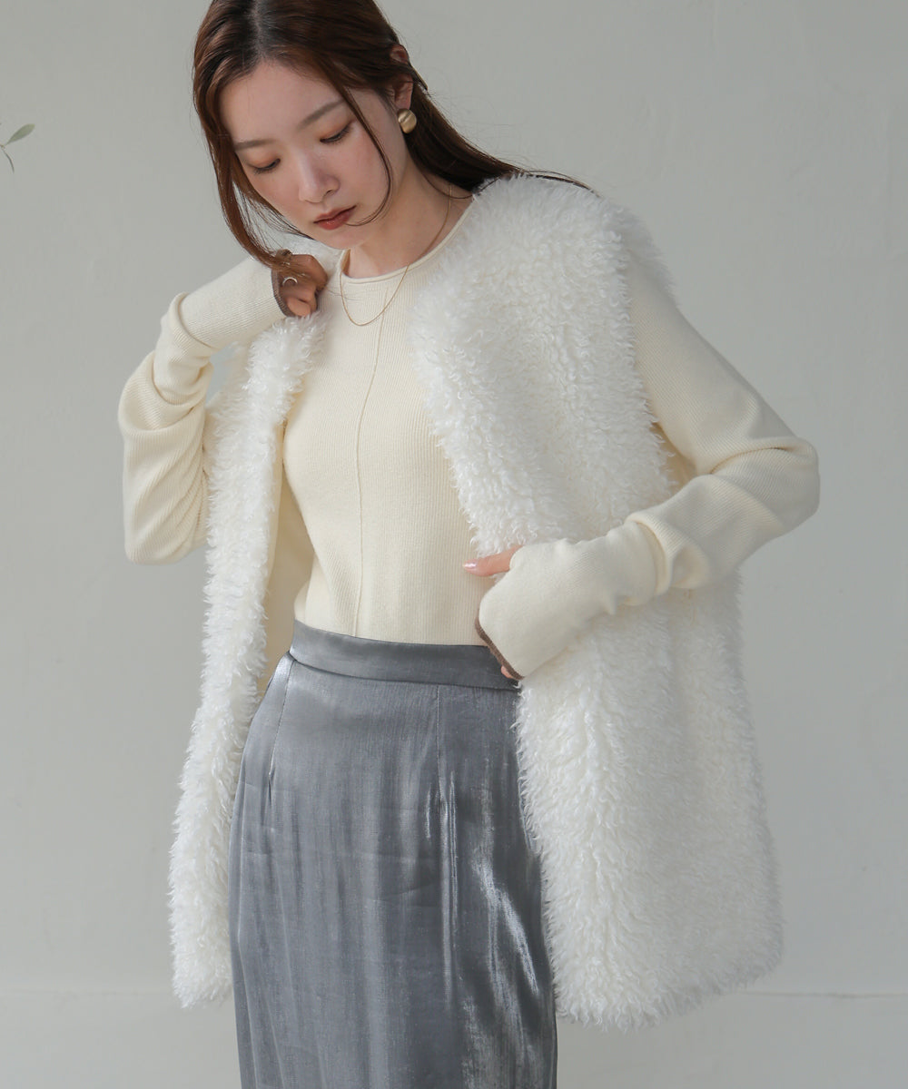 LONG POODLE ECO FUR VEST