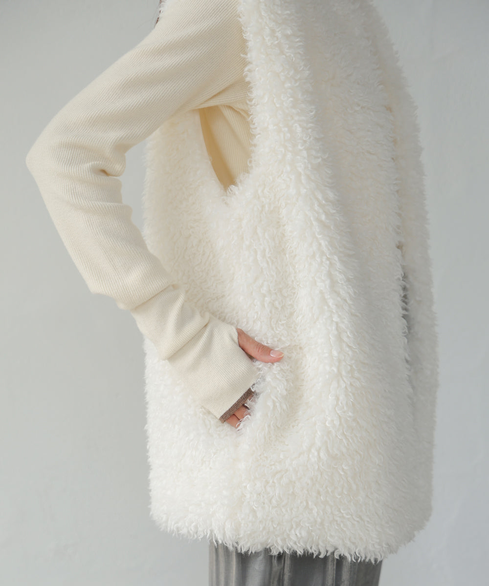 LONG POODLE ECO FUR VEST