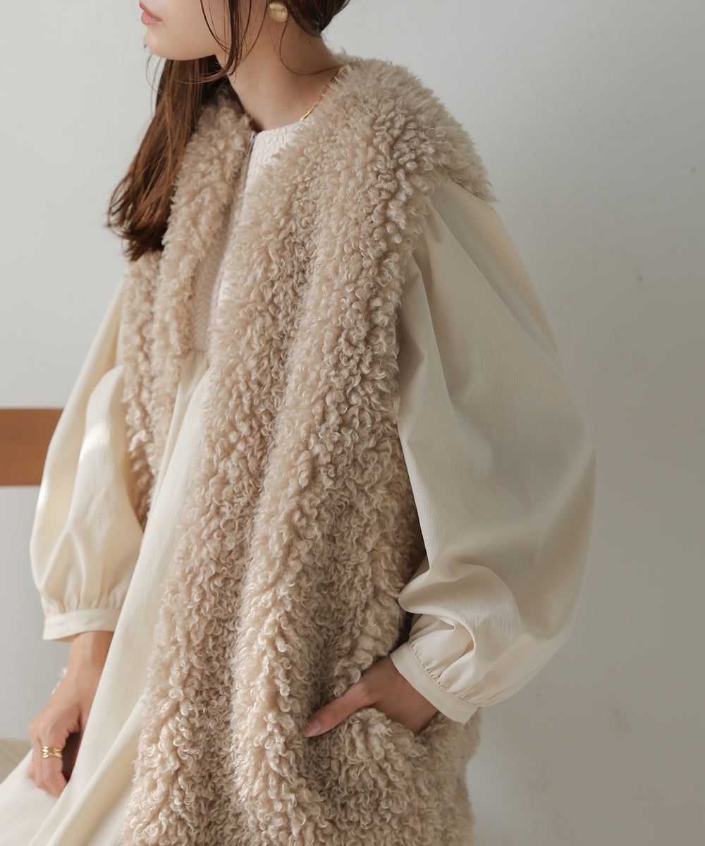 LONG POODLE ECO FUR VEST
