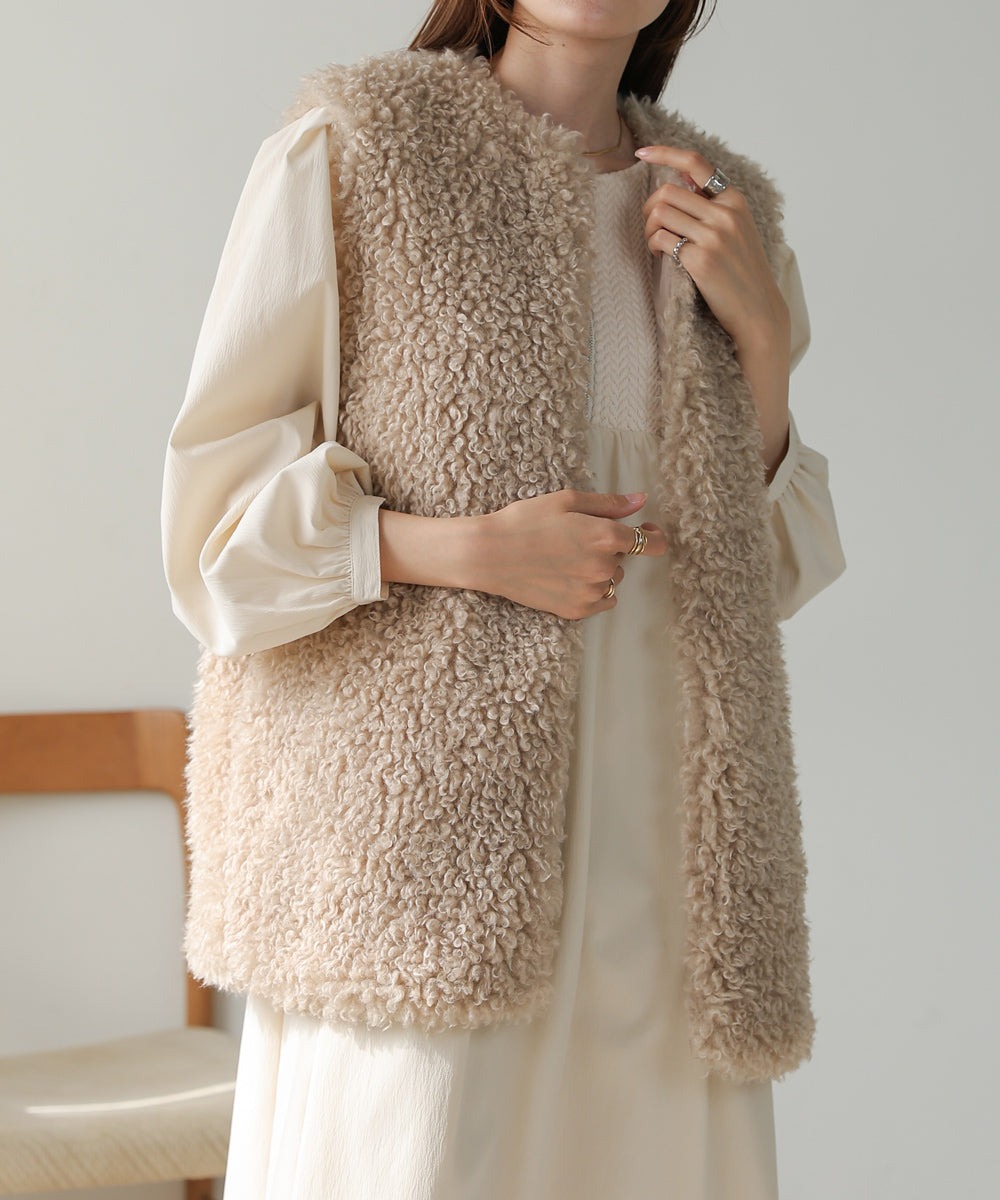 LONG POODLE ECO FUR VEST