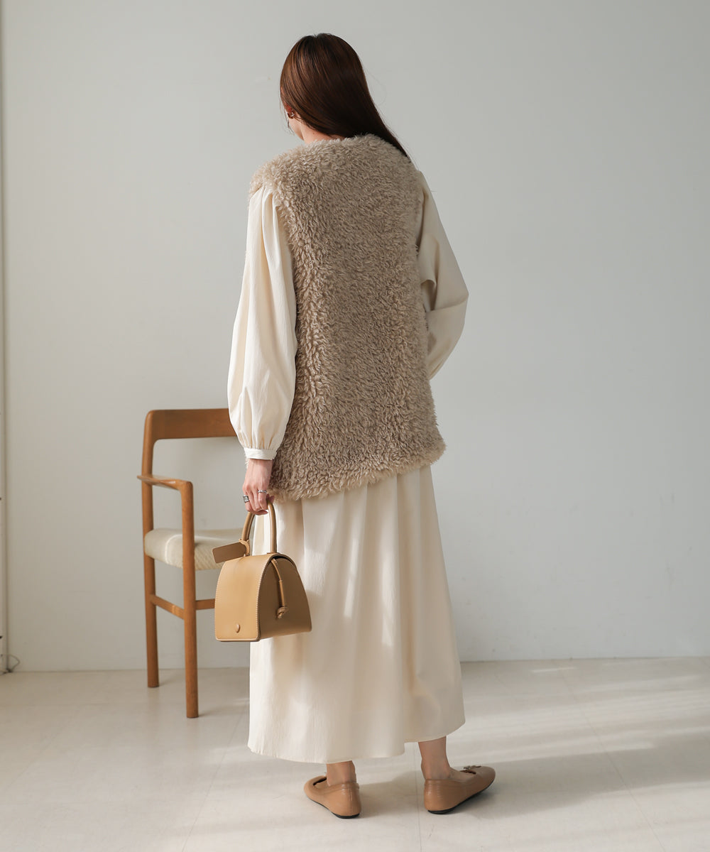 LONG POODLE ECO FUR VEST