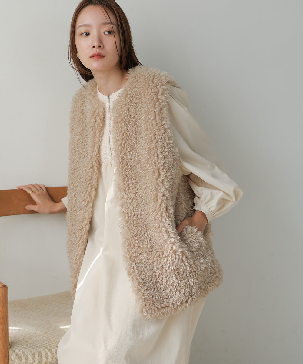 LONG POODLE ECO FUR VEST
