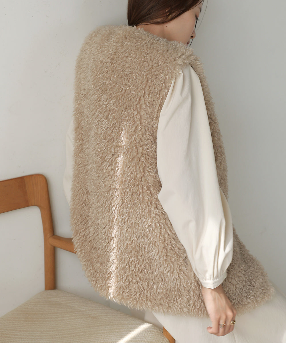 LONG POODLE ECO FUR VEST