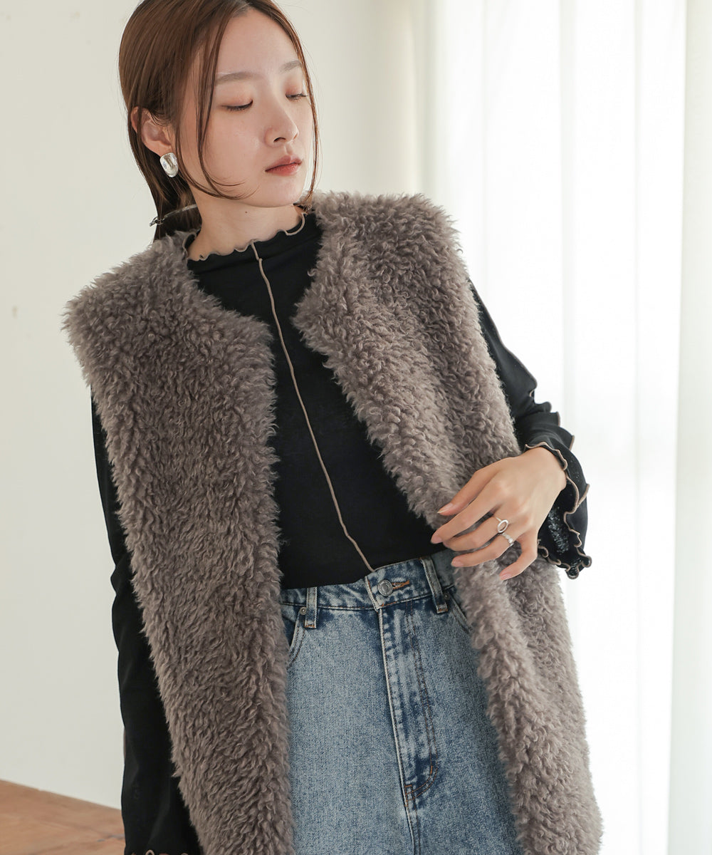 LONG POODLE ECO FUR VEST