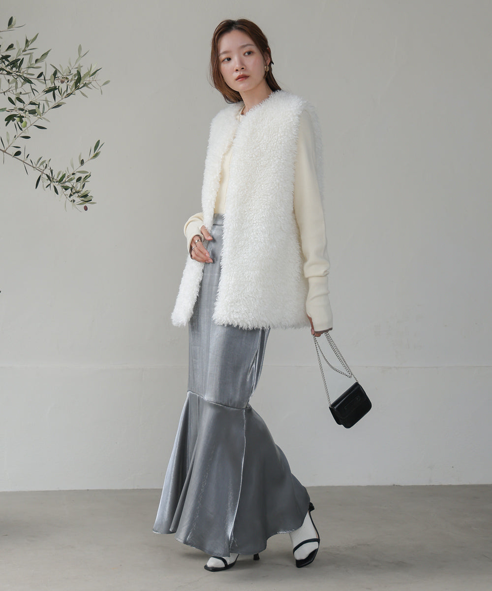 LONG POODLE ECO FUR VEST