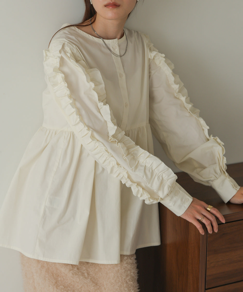 RUFFLE VOLUME SLEEVE BLOUSE