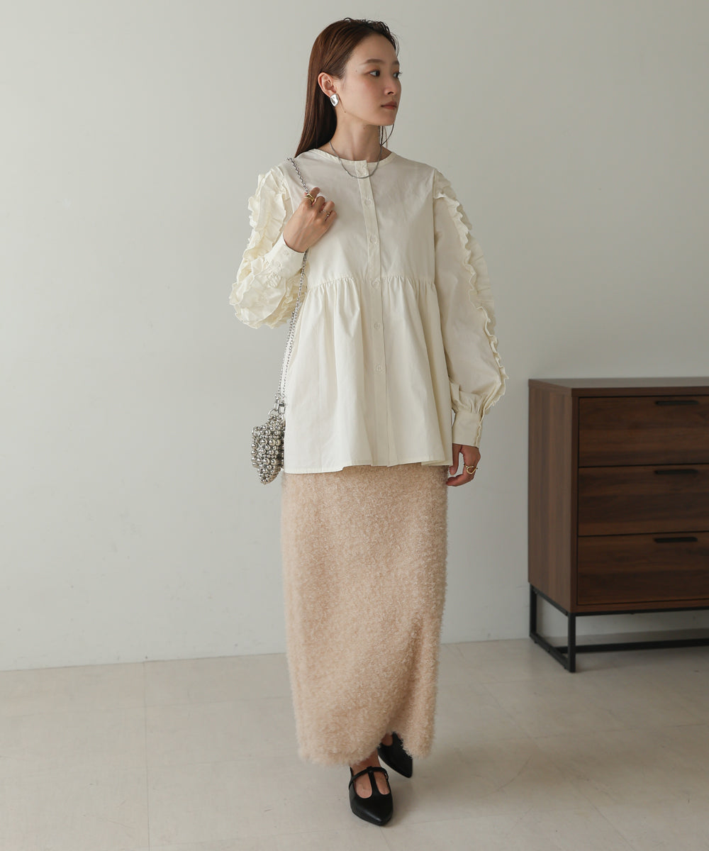 RUFFLE VOLUME SLEEVE BLOUSE