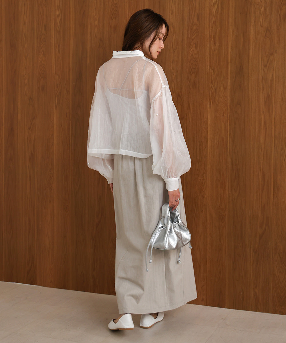 PEARL SHEER VOLUME SLEEVE SHIRT BL