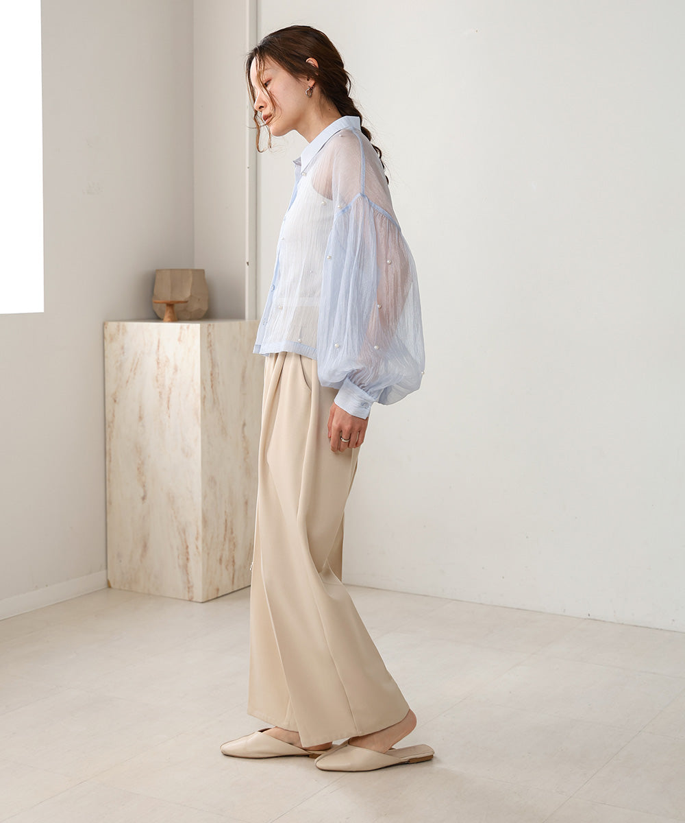 PEARL SHEER VOLUME SLEEVE SHIRT BL
