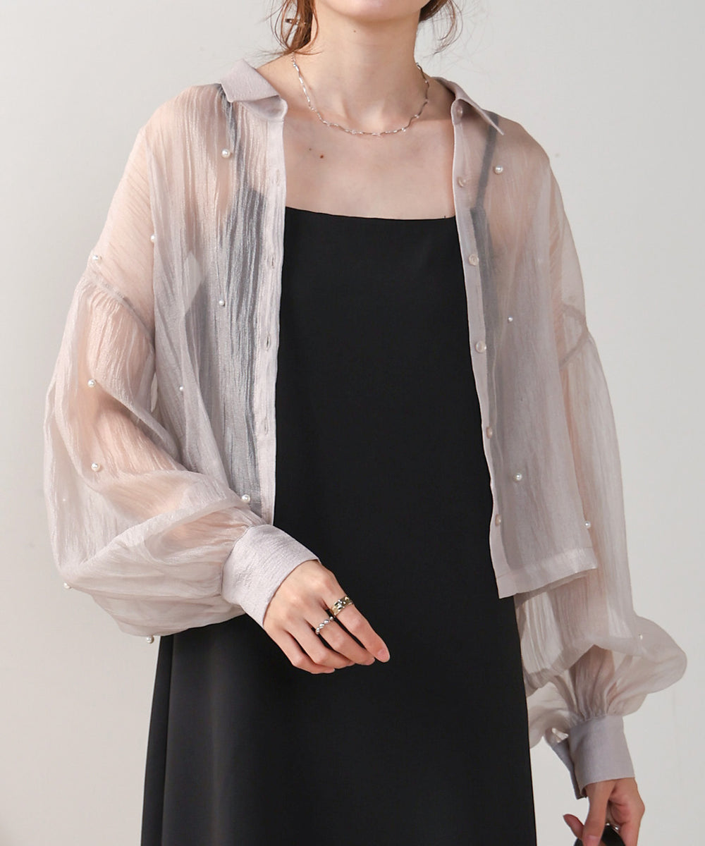 PEARL SHEER VOLUME SLEEVE SHIRT BL
