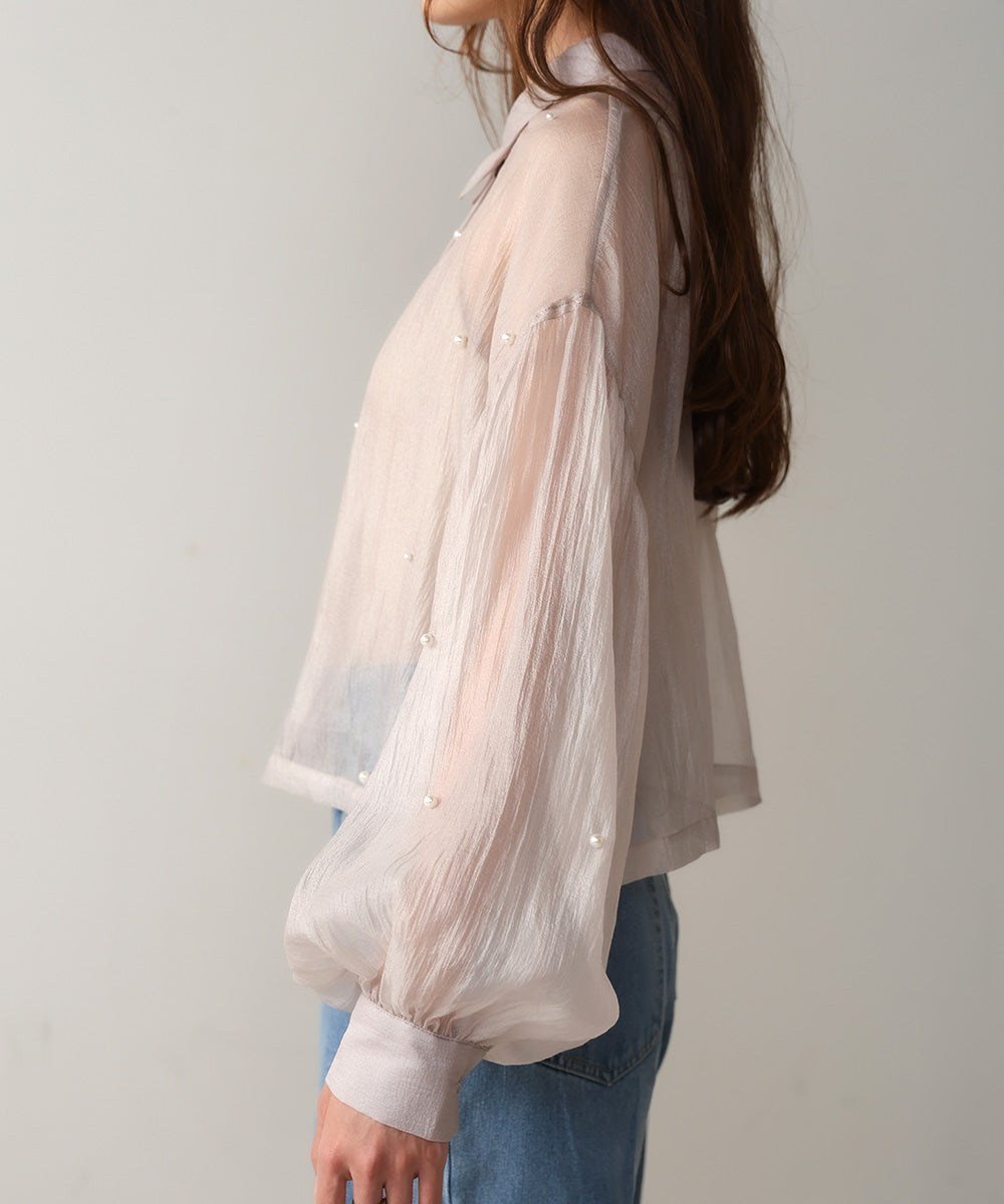 PEARL SHEER VOLUME SLEEVE SHIRT BL