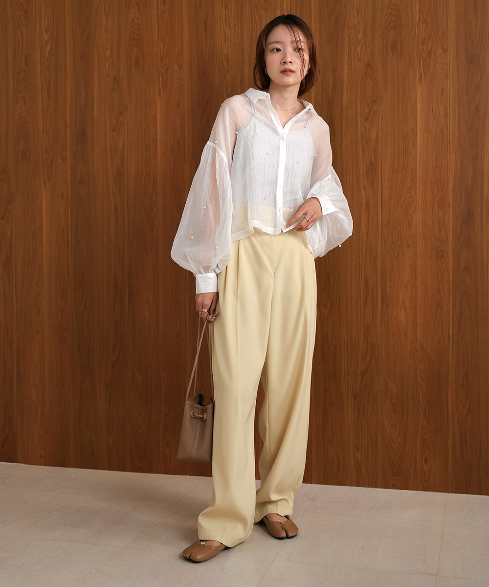 PEARL SHEER VOLUME SLEEVE SHIRT BL