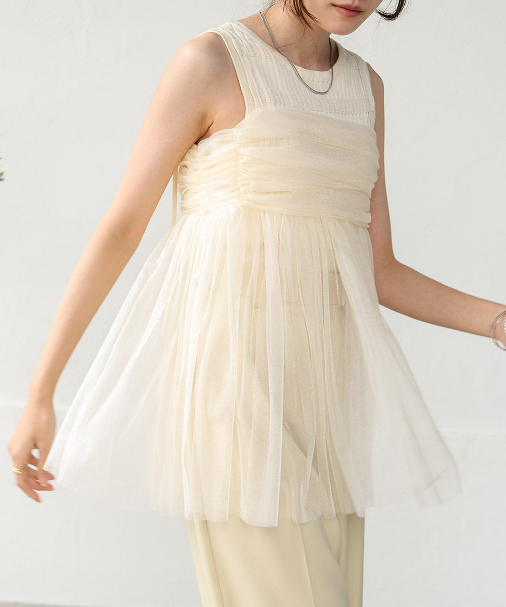 LAME TULLE CAMI TOPS