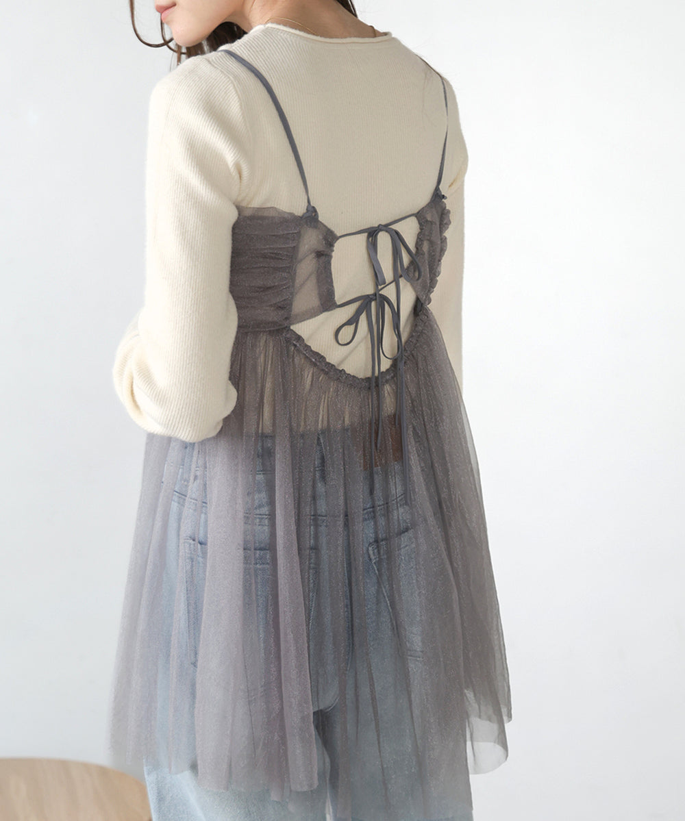 LAME TULLE CAMI TOPS