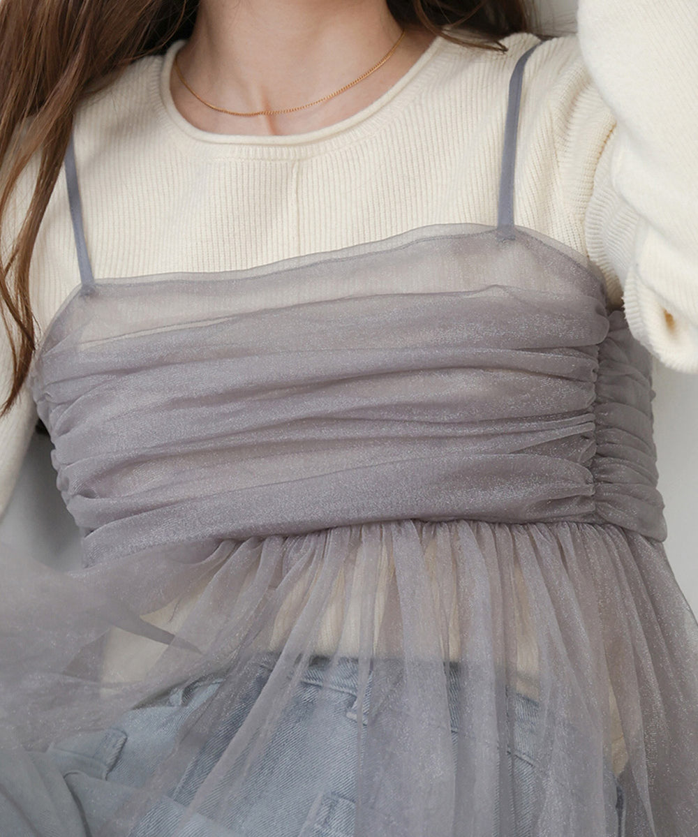 LAME TULLE CAMI TOPS