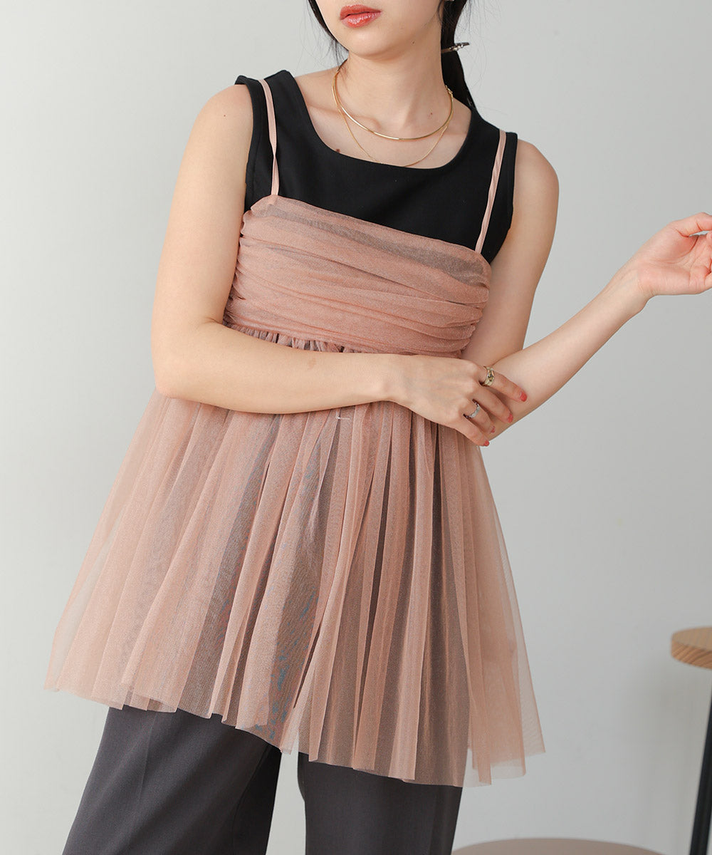 LAME TULLE CAMI TOPS