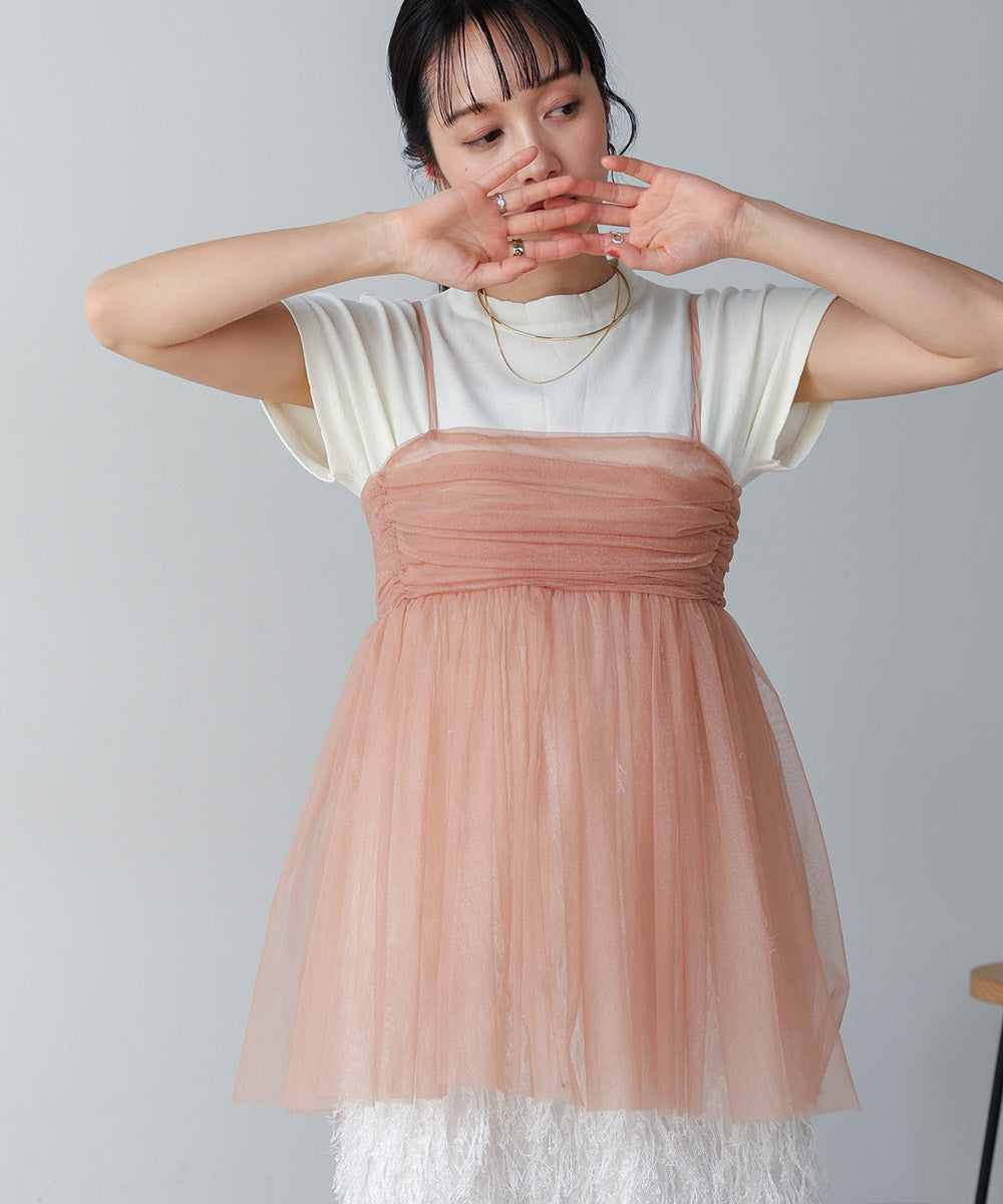 LAME TULLE CAMI TOPS