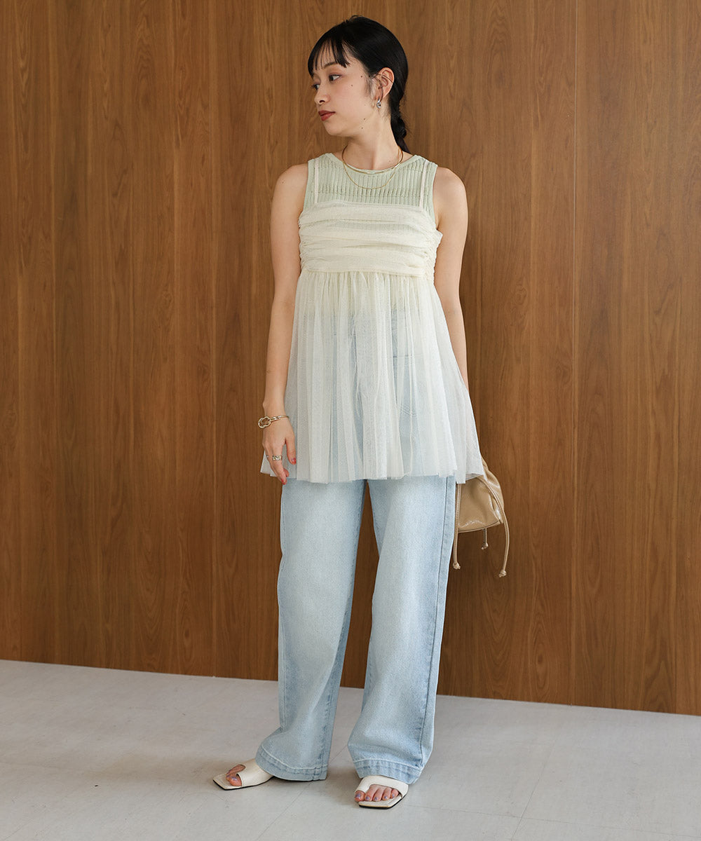 LAME TULLE CAMI TOPS