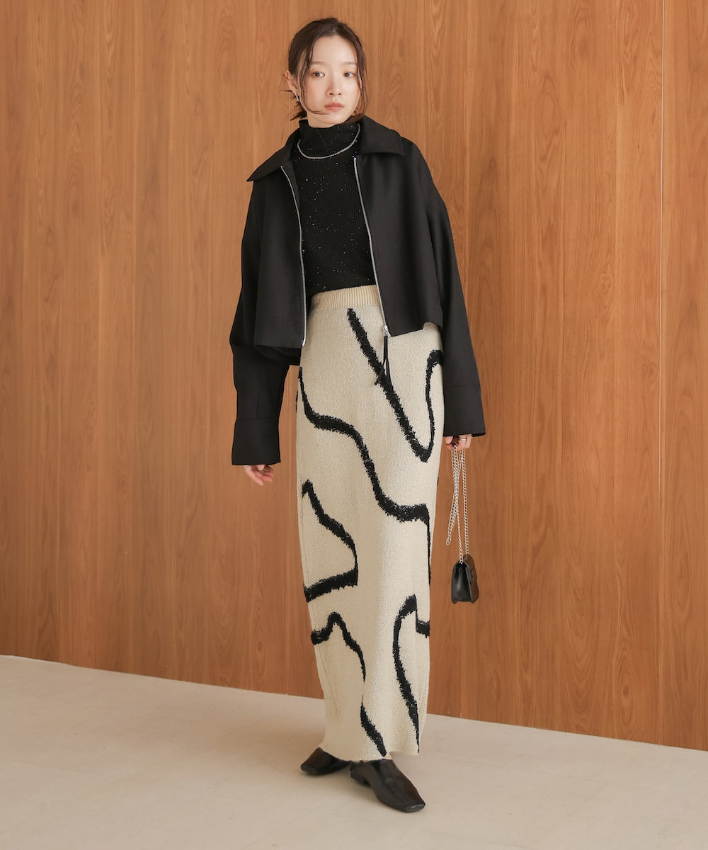 line jacquard knit skirt