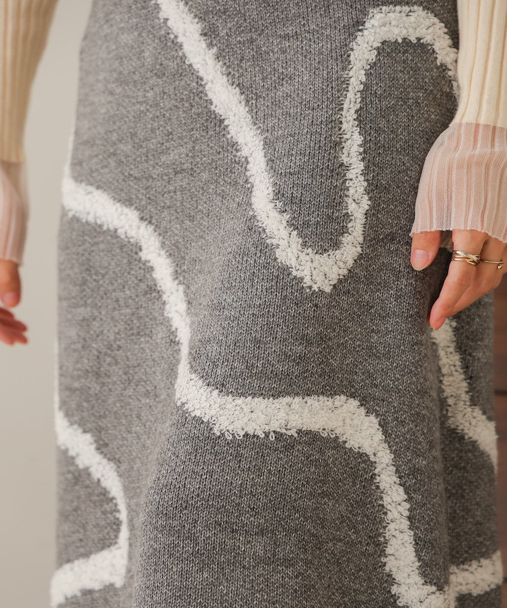 line jacquard knit skirt
