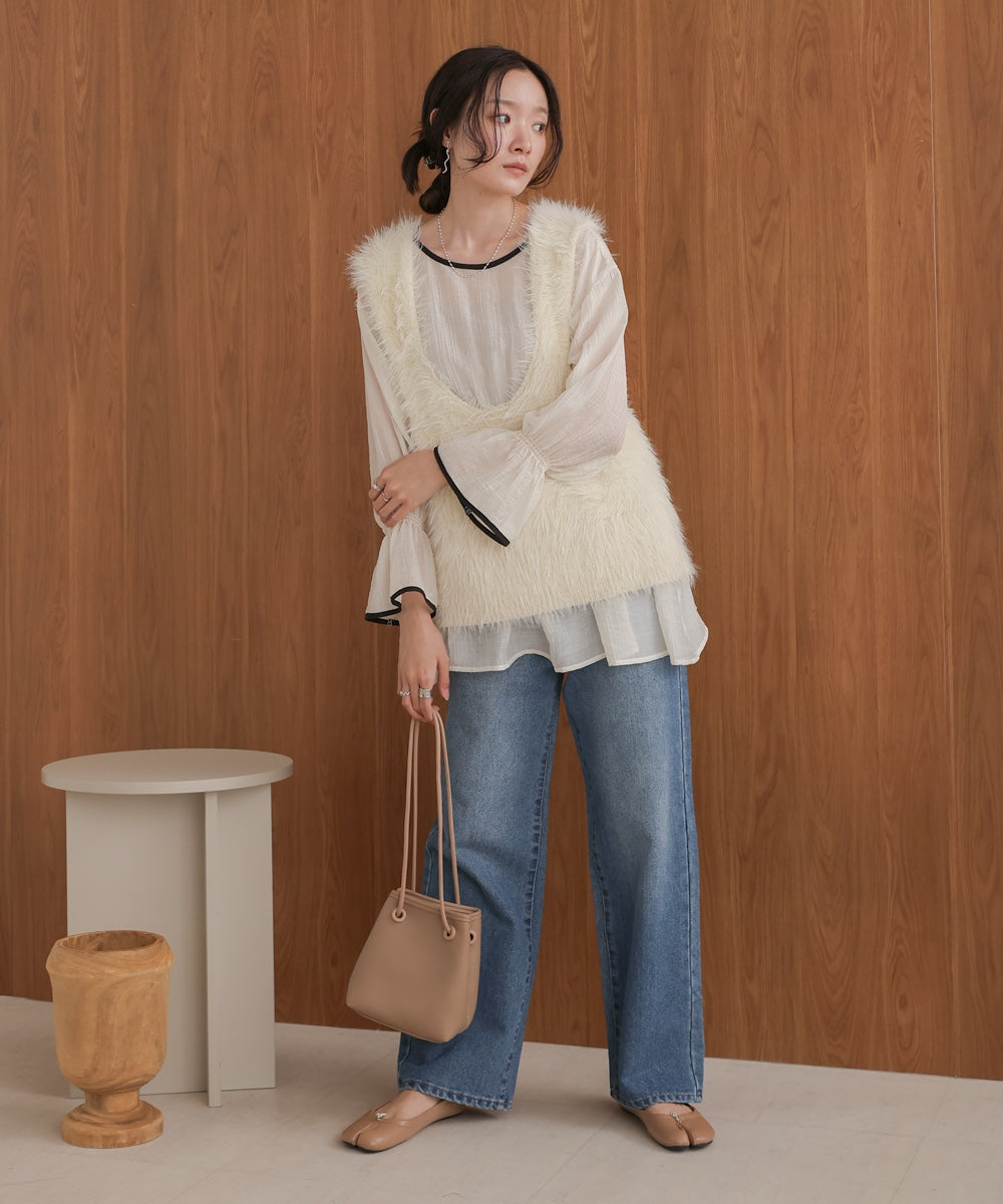 sleeve piping willow blouse