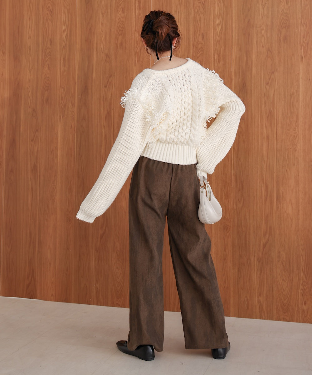 フリンジバルキーニットトップス