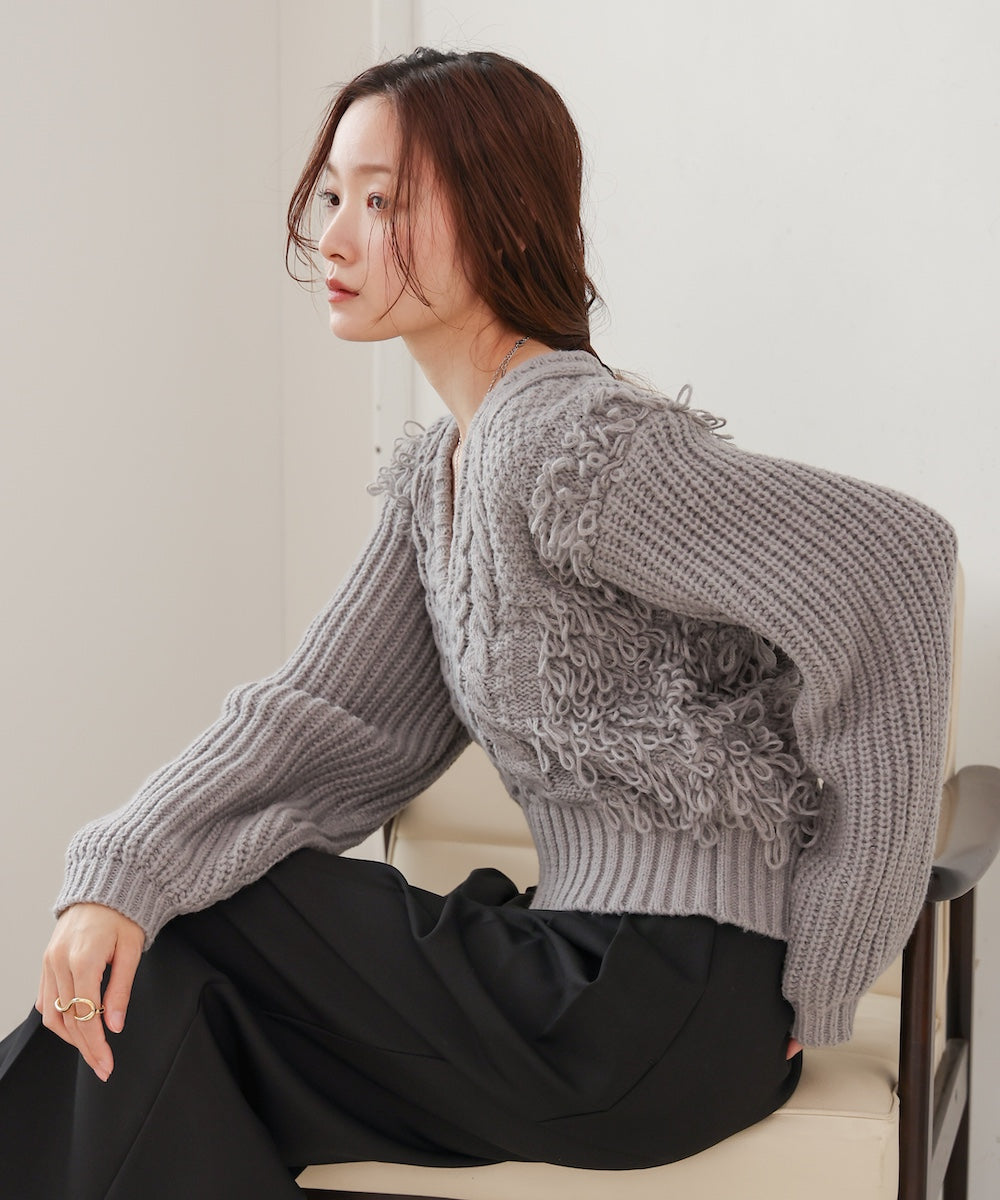 フリンジバルキーニットトップス