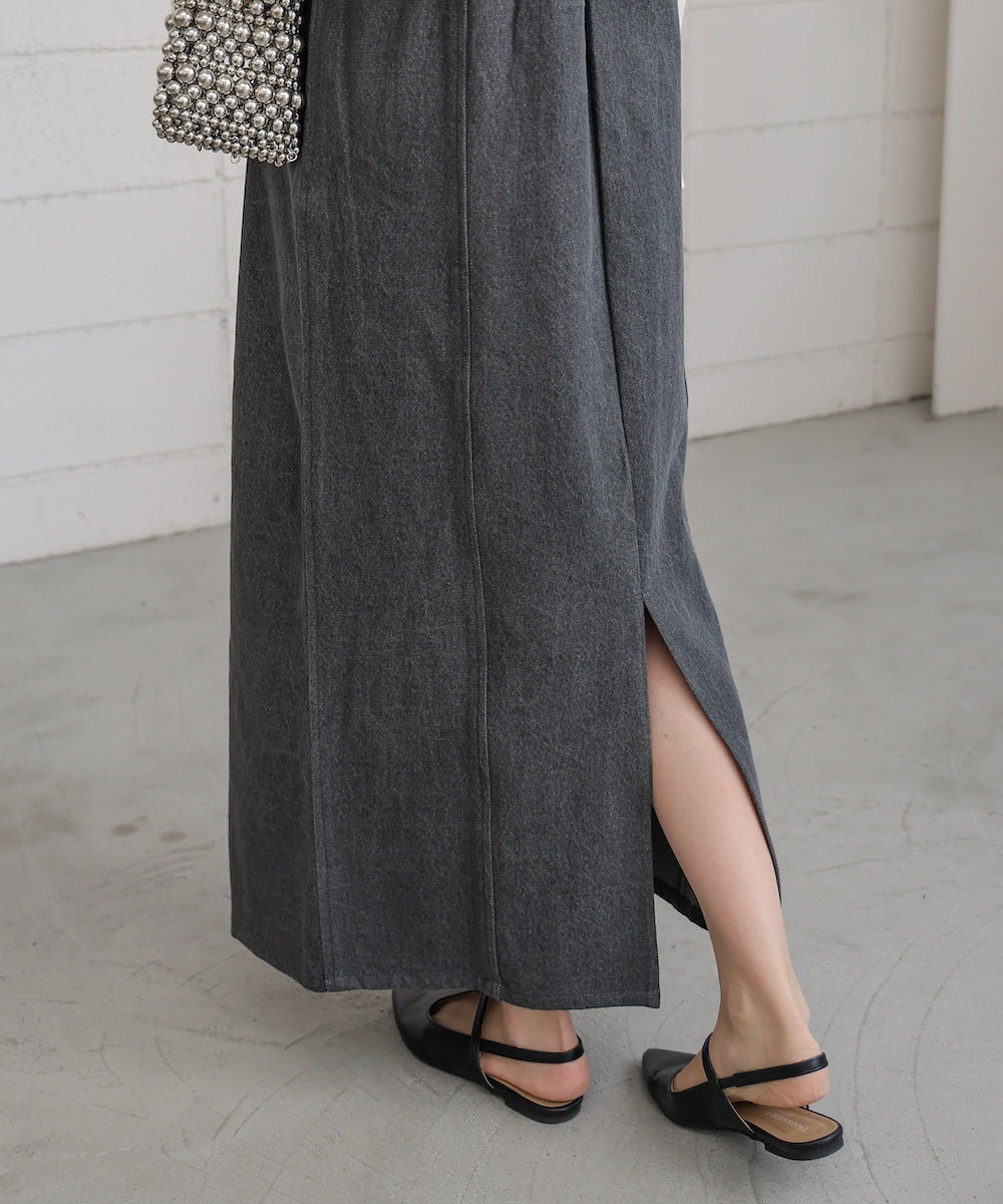 【S・Mサイズ展開】デニムギャザーキャミワンピース