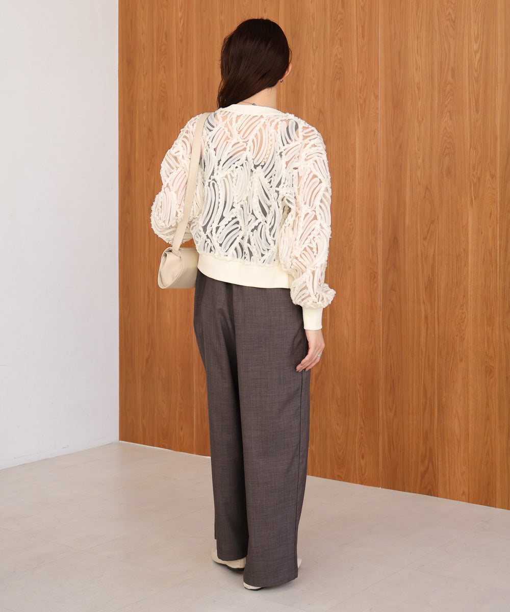 テープジャガードレースカーディガン