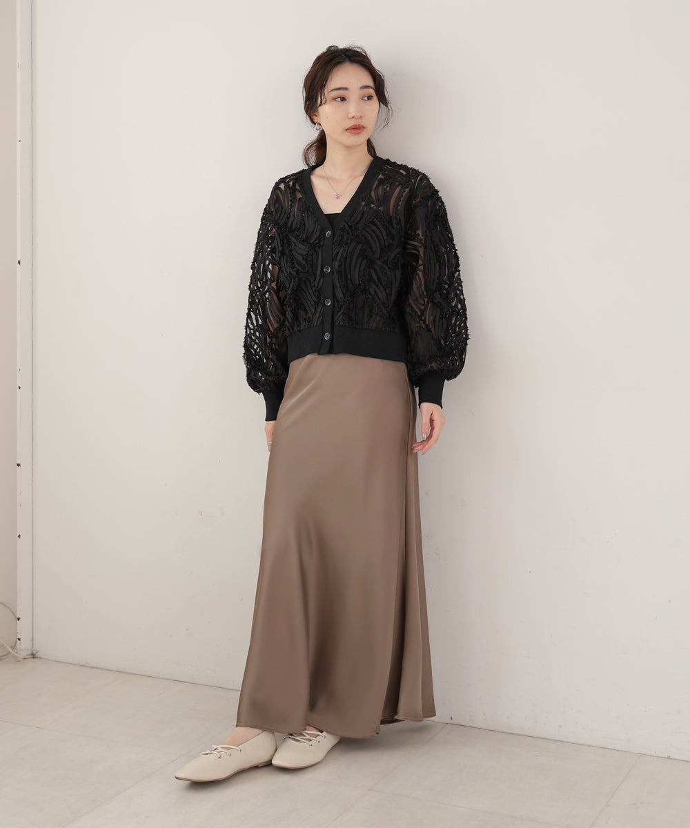 テープジャガードレースカーディガン