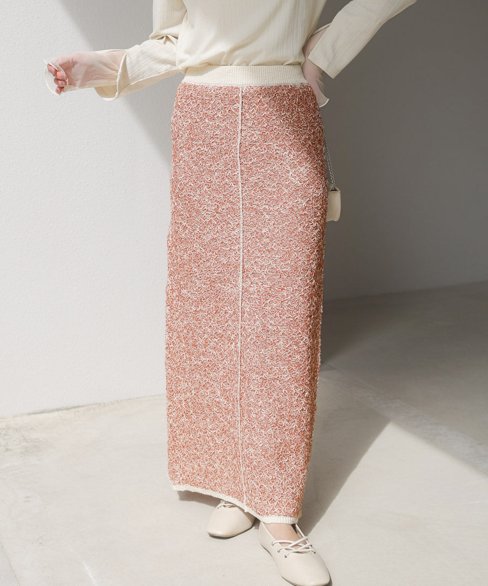 前後2WAYミックスループニットスカート/ベアワンピース