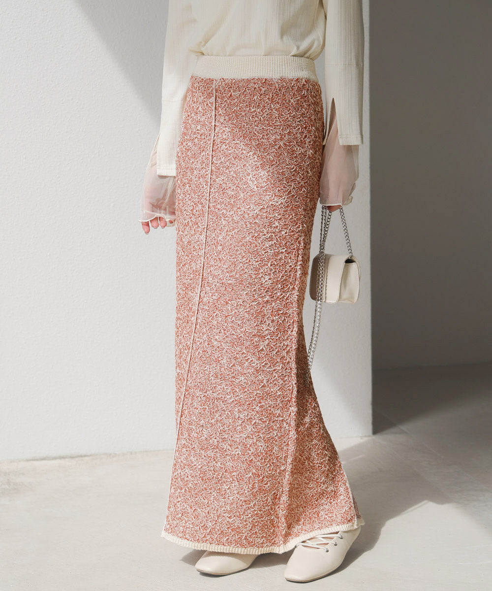 前後2WAYミックスループニットスカート/ベアワンピース