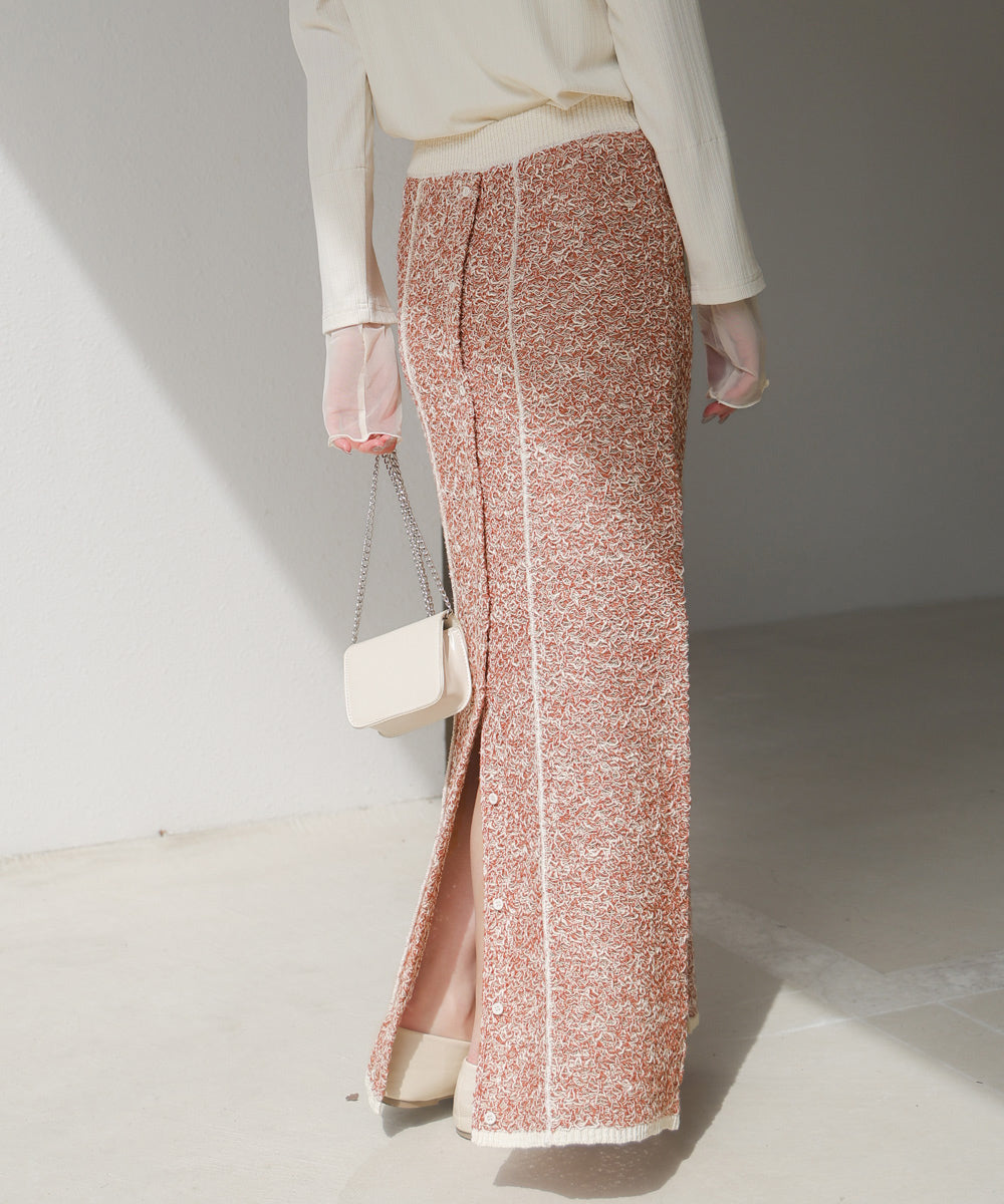 前後2WAYミックスループニットスカート/ベアワンピース