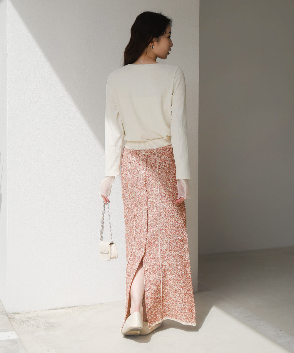 前後2WAYミックスループニットスカート/ベアワンピース