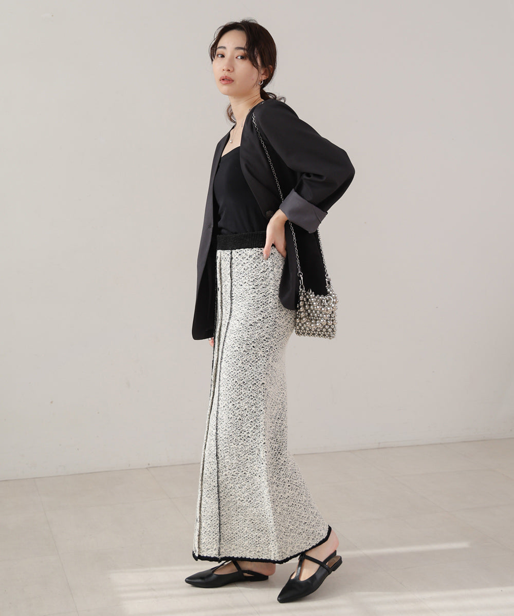 前後2WAYミックスループニットスカート/ベアワンピース