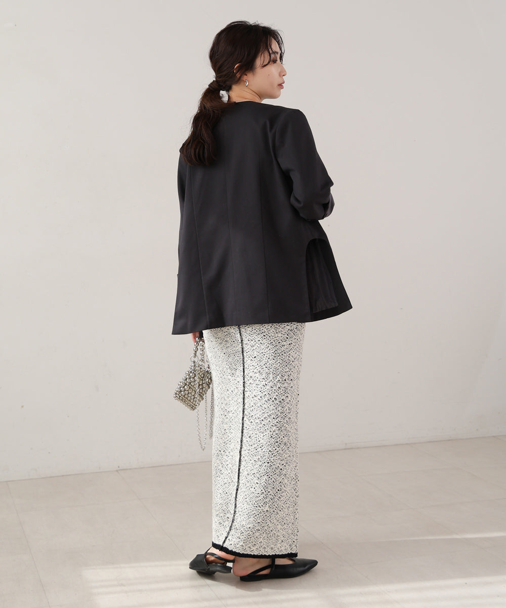 前後2WAYミックスループニットスカート/ベアワンピース