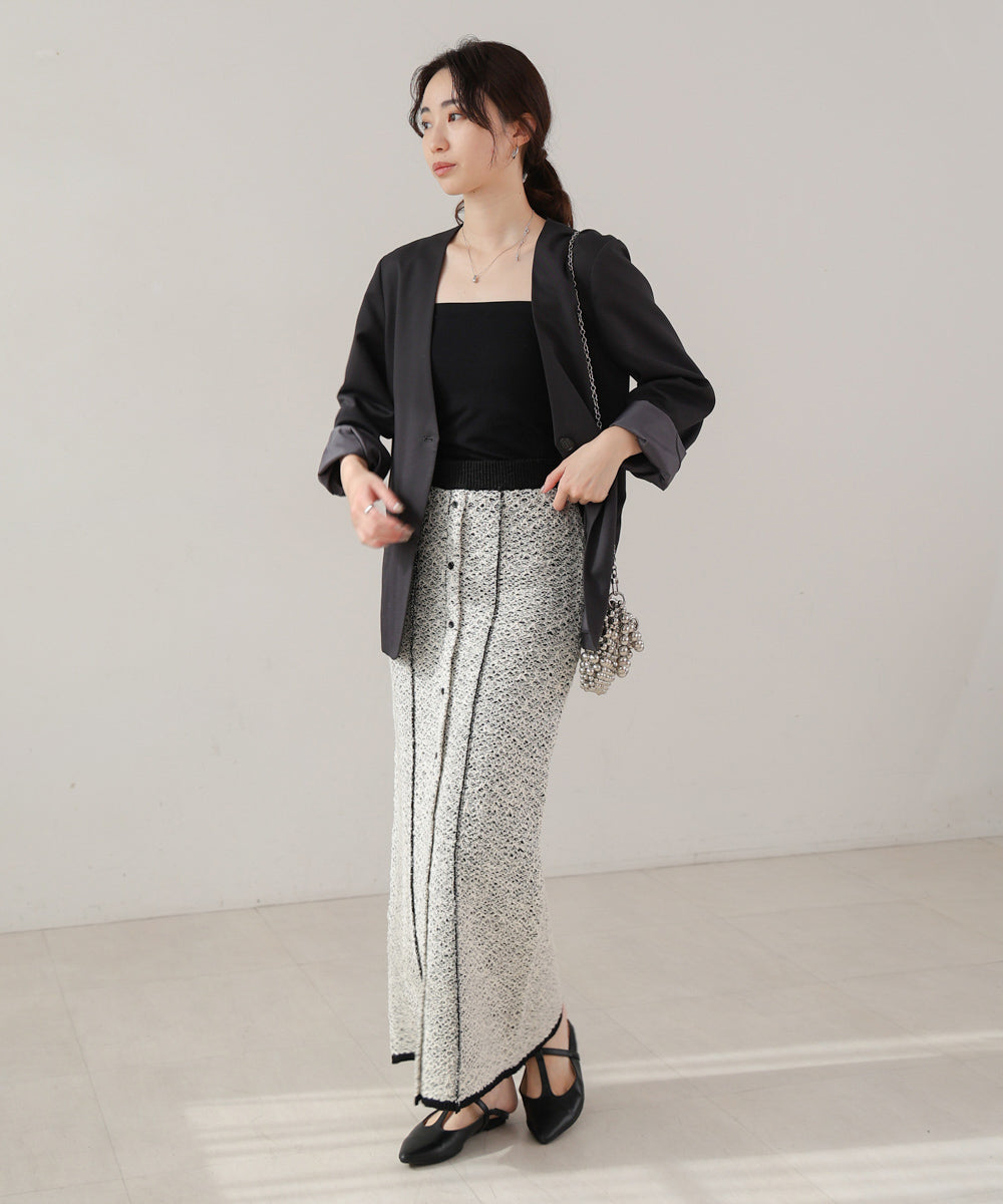 前後2WAYミックスループニットスカート/ベアワンピース