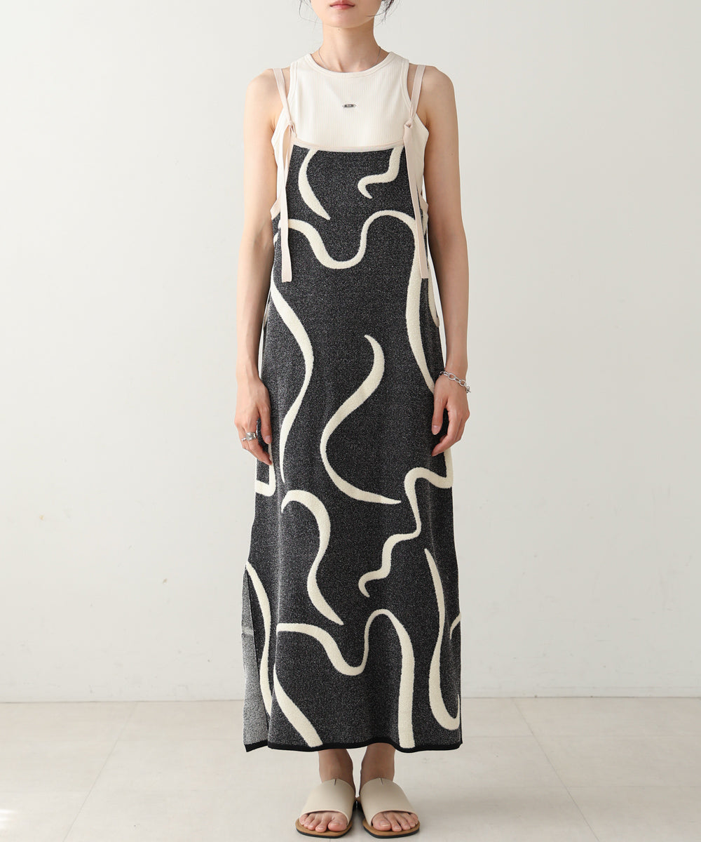 アートライン配色キャミワンピース