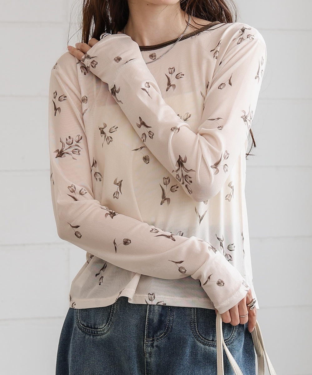 前後2WAY花柄リボンカーディガン