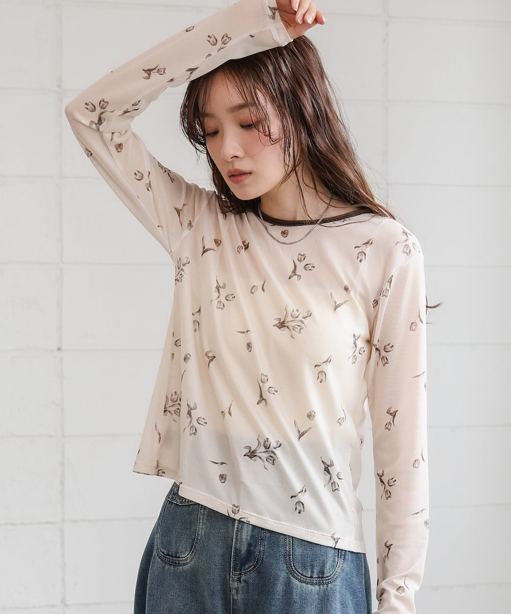 前後2WAY花柄リボンカーディガン