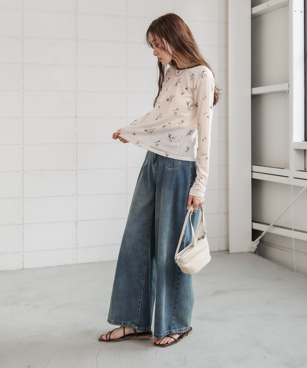 前後2WAY花柄リボンカーディガン