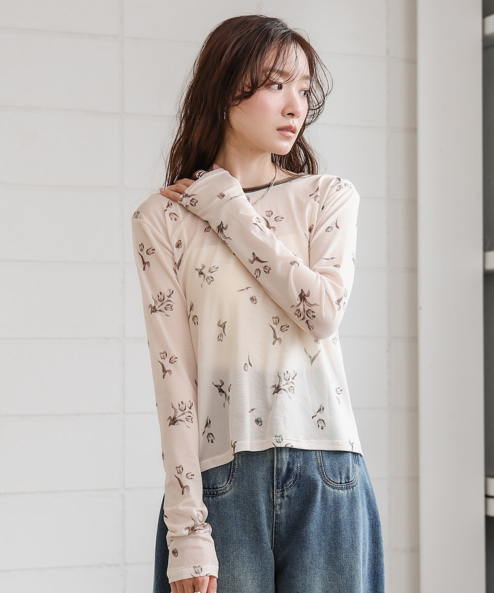 前後2WAY花柄リボンカーディガン