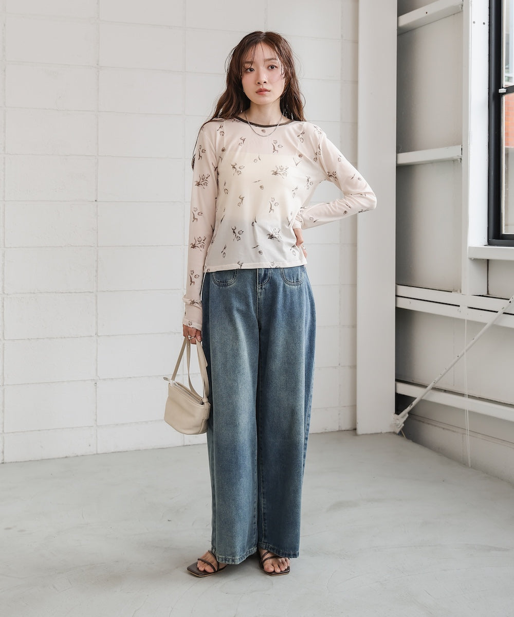 前後2WAY花柄リボンカーディガン