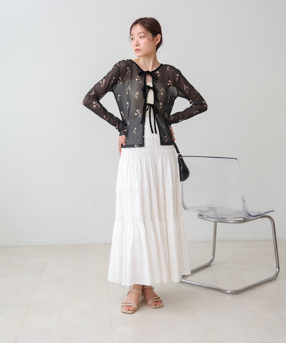 前後2WAY花柄リボンカーディガン