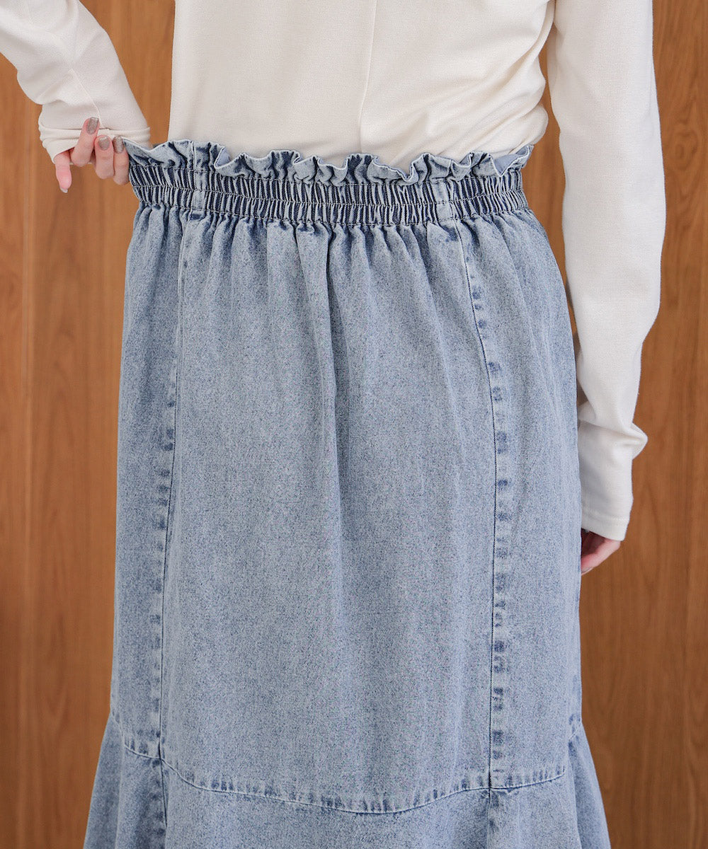 8ozケミカルデニム変形マーメイドスカート