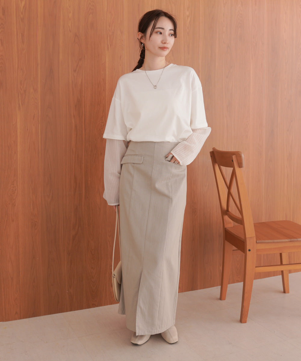 シアーストライプレイヤードプルオーバー