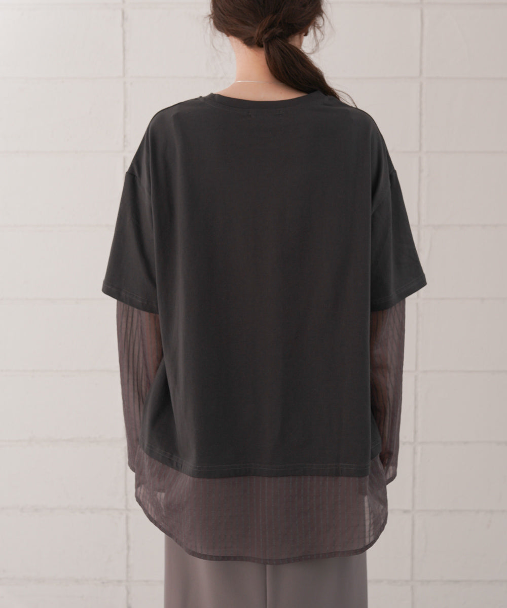 シアーストライプレイヤードプルオーバー